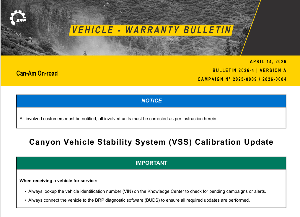 Can-Am Canyon VSS Calibration Update (BUDS3) – Bulletin 2026-4